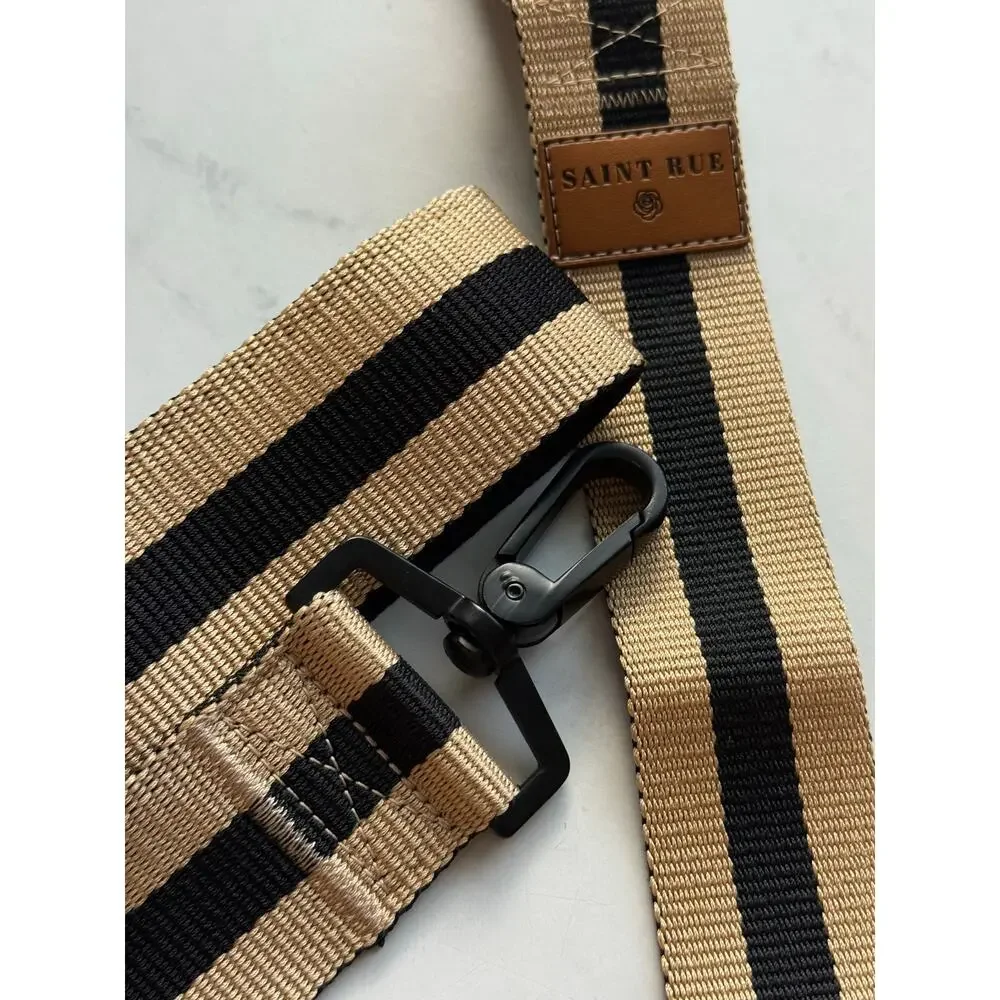 Saint Rue Matching Dog Collar & Leash Set Tan Black Stripe Adjustable